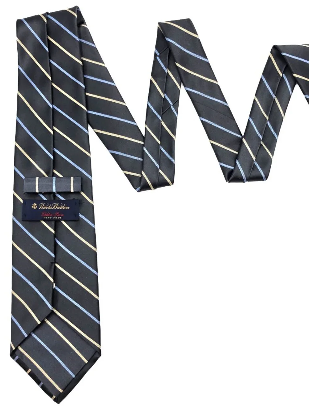 Brooks Brothers Golden Fleece Gray Blue Ivory Stripe Italy Tie Necktie 4 x 60